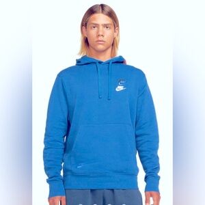Nike Essential Fleece multi logo Hoodie in Court Blue (Size M)